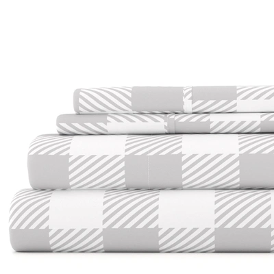 Ienjoy Home Country Plaid Light Gray Pattern Sheet Set Ultra Soft Microfiber Bedding, Twin In Grey