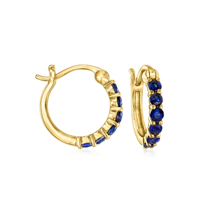 Rs Pure By Ross-simons Sapphire Huggie Hoop Earrings In 14kt Yellow Gold In Blue