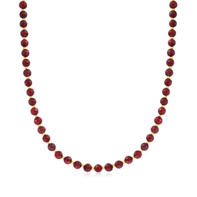 Canaria Fine Jewelry Canaria Ruby Bead Necklace In 10kt Yellow Gold In Red
