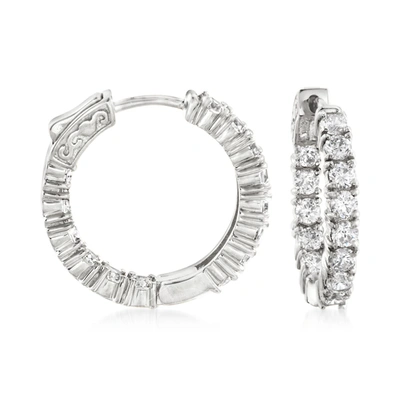 Ross-simons Cz Inside-outside Hoop Earrings In Sterling Silver