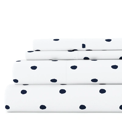 Ienjoy Home Dots Navy Pattern Sheet Set Ultra Soft Microfiber Bedding, Queen In Blue