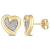 Mimi & Max 1/6ct Tdw Diamond Heart Stud Earrings In Yellow Plated Sterling Silver In Silver