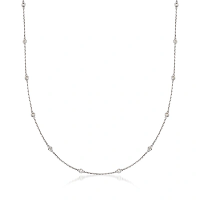 Ross-simons 0.50- Bezel-set Diamond Station Necklace In Sterling Silver In White