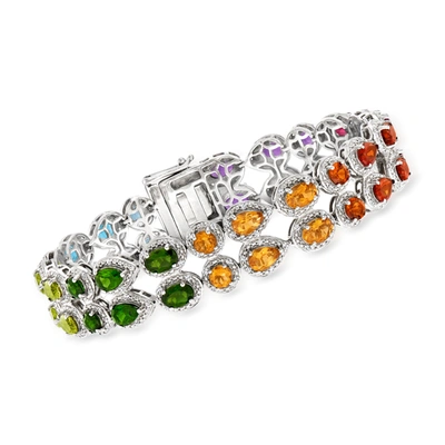 Ross-simons Multi-gemstone Bracelet In Sterling Silver