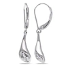 Mimi & Max Diamond Calla Lily Leverback Earrings In Sterling Silver In Silver