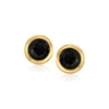 Canaria Fine Jewelry Canaria Bezel-set Black Onyx Stud Earrings In 10kt Yellow Gold In Black