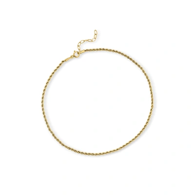 Rs Pure Ross-simons Italian 1.6mm 14kt Yellow Gold Rope Chain Anklet