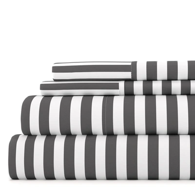 Ienjoy Home Ribbon Gray Pattern Sheet Set Ultra Soft Microfiber Bedding, King In Grey
