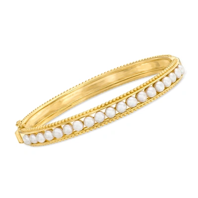 Ross-simons 3.5-4mm Cultured Pearl Bangle Bracelet In 18kt Gold Over Sterling