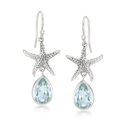 Ross-simons Sky Blue Topaz Bali-style Starfish Drop Earrings In Sterling Silver