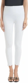Lyssé Denim Scalloped Ankle Leggings In White In White