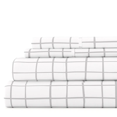 Ienjoy Home Crossroad Light Gray Pattern Sheet Set Ultra Soft Microfiber Bedding, King In Grey