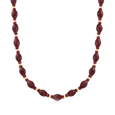 Canaria Fine Jewelry Canaria Ruby Bead Necklace In 10kt Yellow Gold In Red