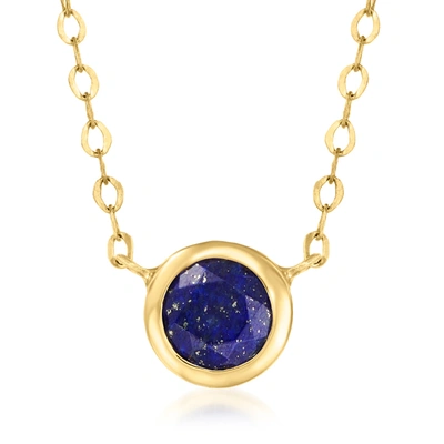 Canaria Fine Jewelry Canaria Bezel-set Lapis Necklace In 10kt Yellow Gold In Blue