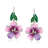 Ross-simons Amethyst And . White Topaz Flower Drop Earrings With Multicolored Enamel In Sterling Silver In Multi