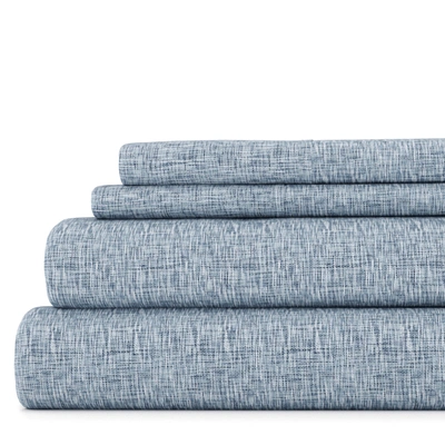 Ienjoy Home Chambray Light Gray Pattern Sheet Set Ultra Soft Microfiber Bedding, California King In Blue