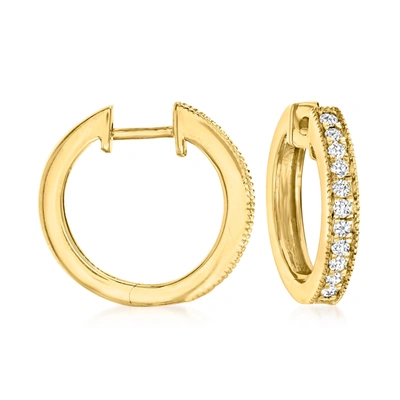 Ross-simons Diamond Hoop Earrings With Beaded Edge In 18kt Gold Over Sterling