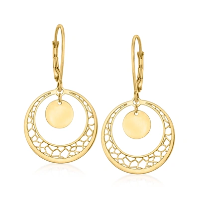 Ross-simons Italian 14kt Yellow Gold Openwork Circle Drop Earrings