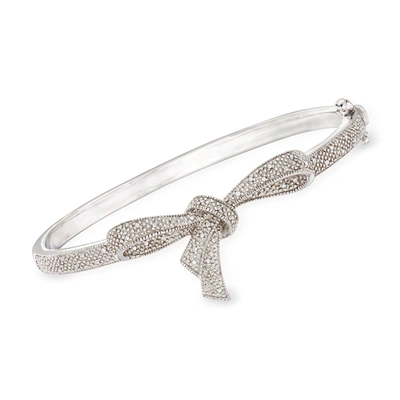 Ross-simons Diamond Bow Bangle Bracelet In Sterling Silver In Multi