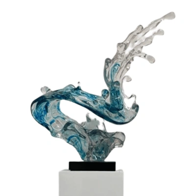 Finesse Decor Wave Sculpture In Transparent In Blue // Large // Top Only