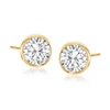 Ross-simons Bezel-set Diamond Stud Earrings In 14kt Yellow Gold In Gold