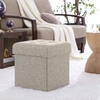 Posh Habitat Foldable Tufted Linen Square Storage Ottoman