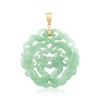 Ross-simons Carved Jade Phoenix Pendant With 14kt Yellow Gold In Green
