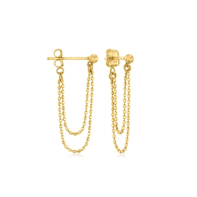 Rs Pure Ross-simons 14kt Yellow Gold Double-chain Drop Earrings