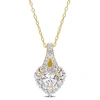 Mimi & Max 2 7/8 Ct Tgw Created White Sapphire Halo Heart Pendant With Chain In Yellow Plated Sterling Silver In Silver