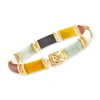 Ross-simons Green Jade "good Fortune" Bracelet In 18kt Gold Over Sterling In Multi