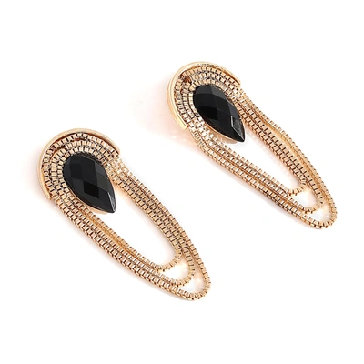 Sohi Black Color Black Stone Gold Drop Earrings For Women's