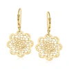 Ross-simons Italian 14kt Yellow Gold Floral Lace Flower Drop Earrings In Gold