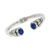 Ross-simons Lapis Bali-style Dragonfly Cuff Bracelet In Sterling Silver And 18kt Yellow Gold In Blue