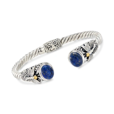 ROSS-SIMONS LAPIS BALI-STYLE DRAGONFLY CUFF BRACELET IN STERLING SILVER AND 18KT YELLOW GOLD