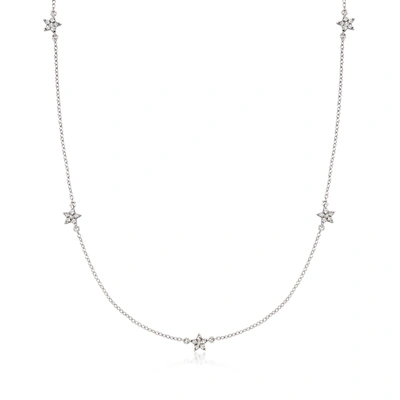 Rs Pure By Ross-simons Diamond Star Station Necklace In Sterling Silver