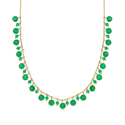 Ross-simons 3-5mm Green Chalcedony Drop Necklace In 18kt Gold Over Sterling