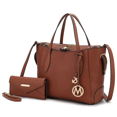 Mkf Collection By Mia K Bruna Vegan Leather Women's Tote Bag With Wallet-2 Pieces In Brown