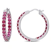 Mimi & Max 3ct Tgw Created Ruby Inside Outside Hoop Earrings In Sterling Silver In Red