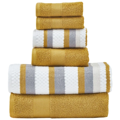 Modern Threads Pax 6-piece Reversible Yarn Dyed Jacquard Towel Set - Bath Towels, Hand Towels, & Washcloths - Super In Yellow