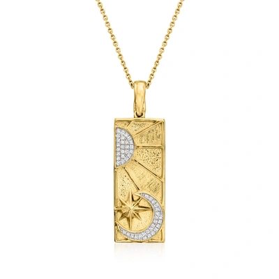 Ross-simons Diamond Celestial Tag Pendant Necklace In 18kt Gold Over Sterling In Yellow