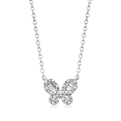 Rs Pure By Ross-simons Diamond Butterfly Necklace In Sterling Silver In Multi