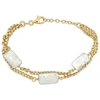 MIMI & MAX 10X15.5MM CULTURED FRESHWATER RECTANGULAR PEARL DOUBLE ROW BRACELET WITH CURB CHAIN IN YELLOW PLATED