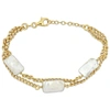 Mimi & Max 10x15.5mm Cultured Freshwater Rectangular Pearl Double Row Bracelet With Curb Chain In Yellow Plated In Silver