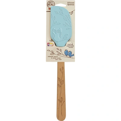 Talisman Designs Laser Etched Beechwood Large Silicone Spatula, Nature Collection, Set Of 1 In Blue