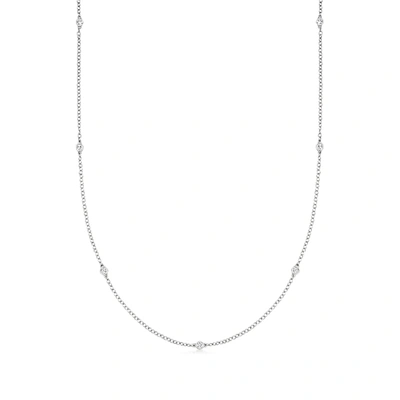 Rs Pure By Ross-simons Bezel-set Diamond Station Necklace In Sterling Silver