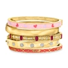 ROSS-SIMONS "CHAMPS-ELYSEES STACK" OF 5 BANGLE BRACELETS IN 18KT GOLD OVER STERLING