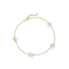 Rs Pure Ross-simons 3-3.5mm Cultured Pearl Flower Station Anklet In 14kt Yellow Gold In White