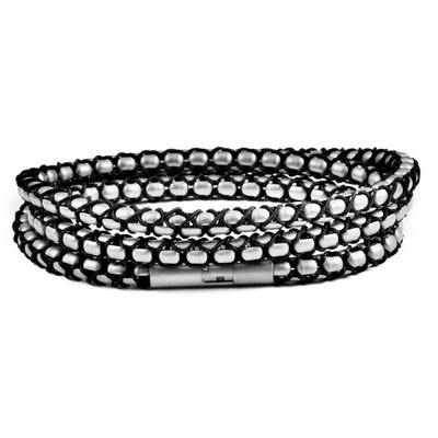 Crucible Jewelry Crucible Los Angeles Matte Finish Stainless Steel Box Chain With Black Nylon Cord - 26"