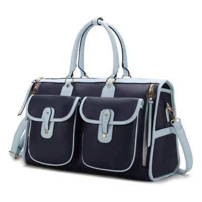 Mkf Collection By Mia K Genevieve Color Block Vegan Leather Women's Duffle Bag In Blue
