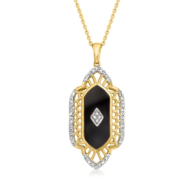 Ross-simons Black Onyx And . White Topaz Pendant Necklace In 18kt Gold Over Sterling